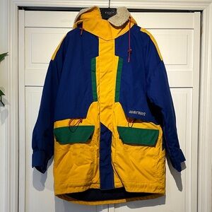 Isabel Marant Etoile Ganeri Color Block Blue Yellow Parka Anorak Ski Jacket M